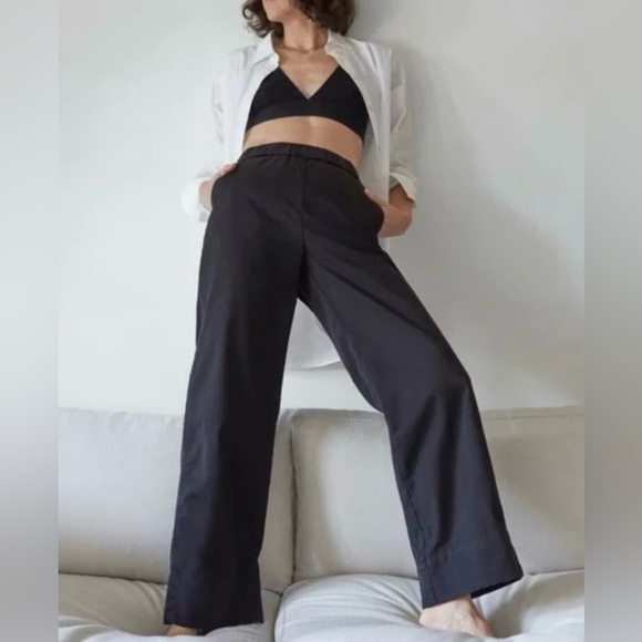 Everlane THE EASY Pant Black Cotton Twill Pants Size 6 - Picture 1 of 10